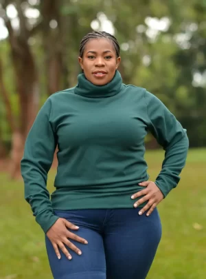ladies-green-turtleneck-sweater